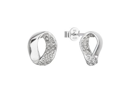 Strieborné náušnice kôstky s krištáľmi Swarovski oválne 31308.1