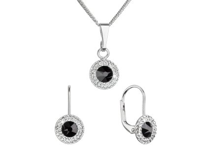Sada šperkov s krištáľmi Swarovski náušnice a prívesok čierne 39109.3