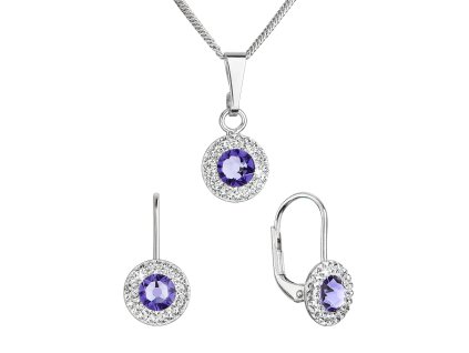 Sada šperkov s krištáľmi Swarovski náušnice a prívesok fialové 39109.3 tanzanite