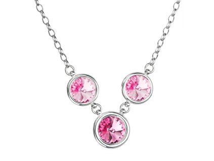 Strieborný náhrdelník so Swarovski krištáľmi guľatý 32033.3 rosa