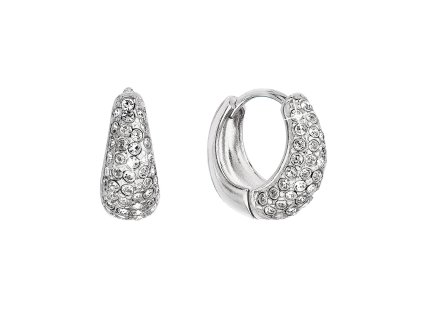 Strieborné náušnice kruhy so Swarovski krištáľmi biele 31306.1