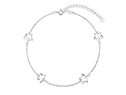Strieborná retiazka na nohu hviezdičky s bielymi zirkónmi 16003.1