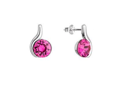 Strieborné náušnice kôstky sa so Swarovski krištáľmi ružové 31313.3 fuchsia