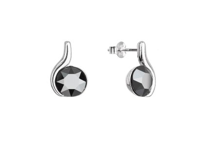 Strieborné náušnice pecky so Swarovski krištáľmi čierne 31313.5 hematite