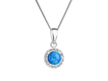 Náhrdelník so syntetickým opálom a krištáľmi Preciosa modrý okrúhly 32083.1 blue