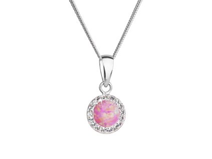 Náhrdelník so syntetickým opálom a krištáľmi Preciosa ružový okrúhly 32083.1 lt.rose