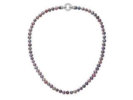 Perlový náhrdelník z pravých riečnych periel modrý 22001.3 dk.peacock