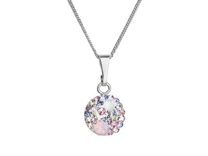 Strieborný náhrdelník so Swarovski krištáľmi okrúhly ružový 32086.3 magic rose