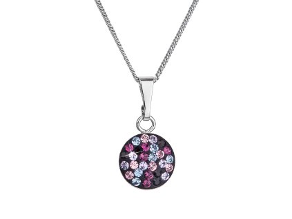 Strieborný náhrdelník so Swarovski kryštálmi okrúhly fialový 32086.3 magic violet
