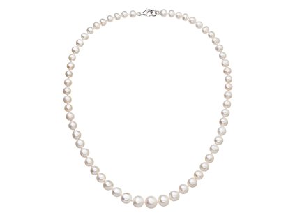 Perlový náhrdelník z odstupňovaných pravých riečnych perál biely 22040.1