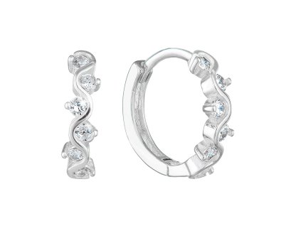 Strieborné náušnice kruhy so zirkónom v bielej farbe 11244.1