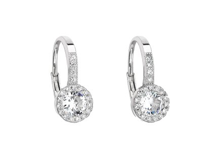 Strieborné náušnice visiace so zirkónom v bielej farbe 11202.1