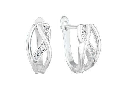 Strieborné náušnice visiace so zirkónom biely polkruh 11243.1