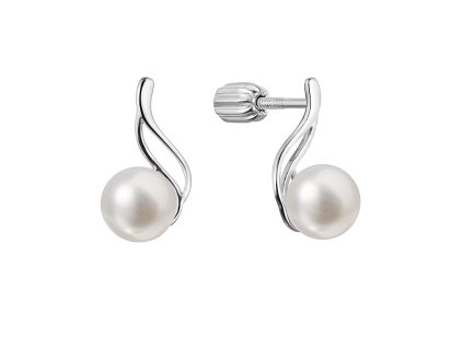 Strieborné náušnice kôstky s riečnou perlou biela 21102.1B