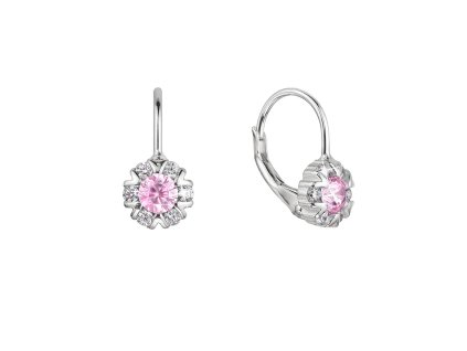 Strieborné náušnice detské okrúhle so zirkónmi 11474.3 rose
