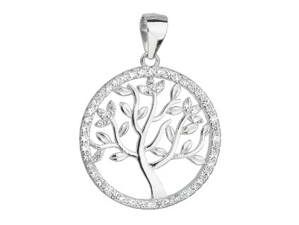 Strieborný prívesok so zirkónmi v bielej farbe strom života 14001.1
