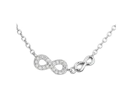 Strieborný náhrdelník so zirkónom biele nekonečno 12041.1