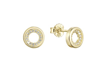 Pozlátené strieborné náušnice kôstky guľaté so zirkónmi 11431.1 crystal Au plating