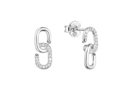 Strieborné náušnice visiace očká so zirkónmi 11439.1 crystal