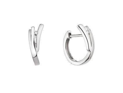 Strieborné náušnice kruhy s malým zirkónikom v bielej farbe 11445.1