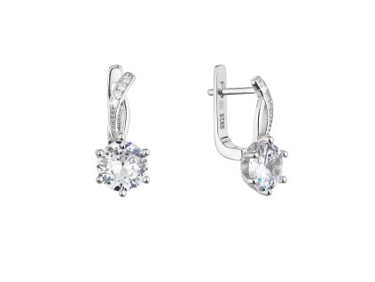 Strieborné náušnice visiace s veľkým zirkónom biele 11461.1