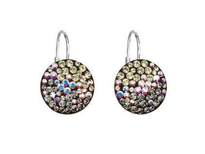 Strieborné náušnice visiace s krištáľmi Swarovski mix farieb mesačné okrúhle 31176.3 moonlight