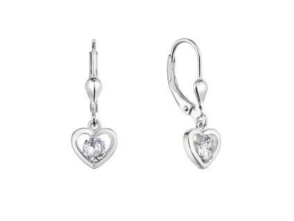 Strieborné náušnice visiace srdiečka so zirkónom 11459.1