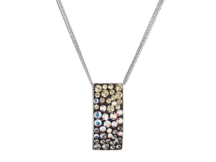 Strieborný náhrdelník so Swarovski krištáľmi mix farieb mesačný obdĺžnik 32074.3 moonlight