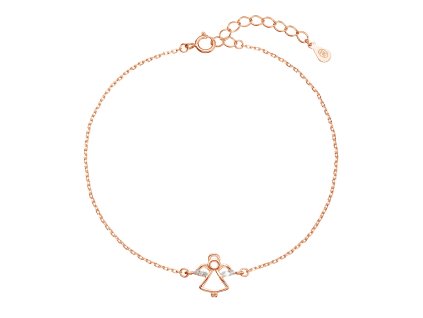 Pozlátený strieborný ROSE náramok anjelik so zirkónmi 13028.1 crystal