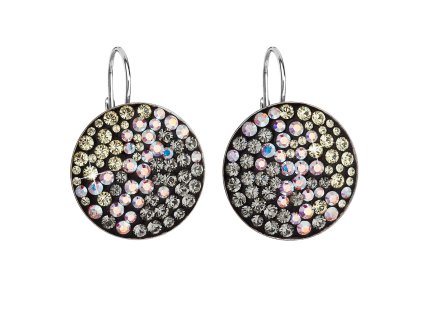 Strieborné náušnice visiace s krištáľmi Swarovski mesačné okrúhle 31161.3 moonlight