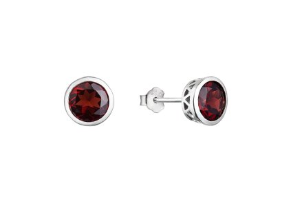 Strieborné náušnice luxusné s pravými minerálnymi kameňmi červené 11486.3 garnet