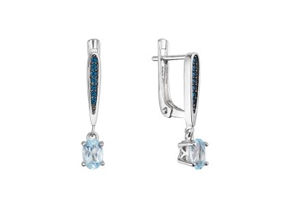 Strieborné náušnice luxusné s pravými minerálnymi kameňmi modré 11487.3 london nano, sky topaz