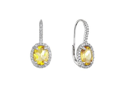 Strieborné náušnice luxusné s pravými minerálnymi kameňmi žlté 11492.3 citrine