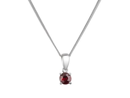 Strieborný náhrdelník s pravým minerálnym kameňom červený 12078.3 garnet