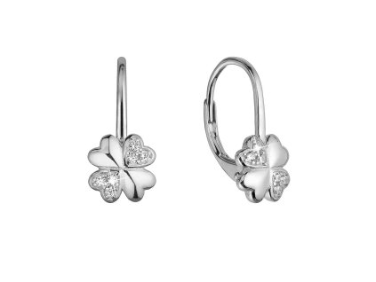 Strieborné náušnice štvorlístky so zirkónmi 11502.1 crystal