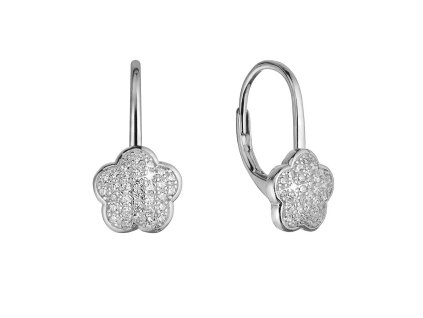 Strieborné náušnice kvietky so zirkónmi 11503.1 crystal