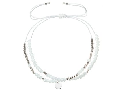 Textilný náramok biele korálky 13038.1 white