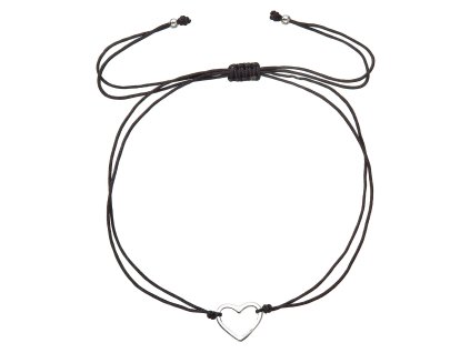 Kabbalah náramok so strieborným srdiečkom 13042.3 black