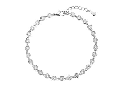 Strieborný náramok osadený okrúhlymi zirkónmi biely 13027.1 crystal