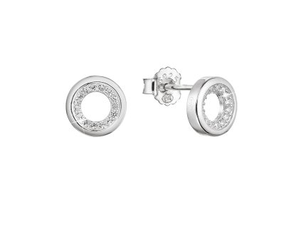 Strieborné náušnice kôstky guľaté so zirkónmi 11431.1 crystal