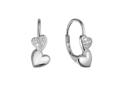 Strieborné náušnice dve srdcia so zirkónmi 11515.1 crystal