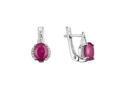 Strieborné luxusné náušnice s pravými minerálnymi kameňmi červené 11489.3 ruby
