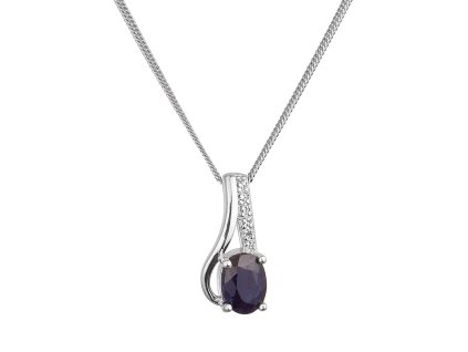 Strieborný náhrdelník luxusný s pravým minerálnym kameňom tmavo modrý 12083.3 sapphire