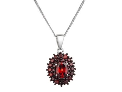 Strieborný náhrdelník luxusný s pravými minerálnymi kameňmi červené 12091.3 garnet