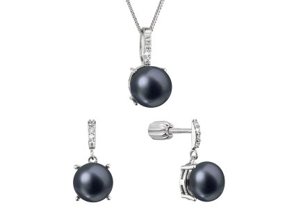 Perlová súprava s modrou riečnou perlou a zirkónmi 29072.3B peacock