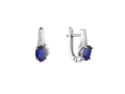 Strieborné náušnice luxusné s pravými minerálnymi kameňmi temne modré 11488.3 sapphire