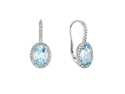 Strieborné náušnice luxusné s pravými minerálnymi kameňmi modré 11492.3 sky topaz