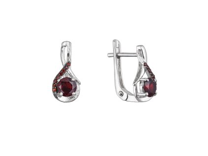 Strieborné náušnice luxusné s pravými minerálnymi kameňmi červená slza 11495.3 garnet
