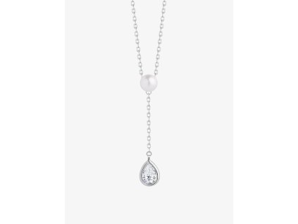 Stříbrný náhrdelník Pure Pearl s říční perlou a kubickou zirkonií Preciosa
