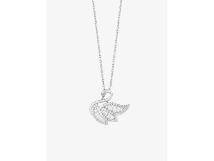 Stříbrný náhrdelník Sparkling Swan, labuť s kubickou zirkonií Preciosa, bílá